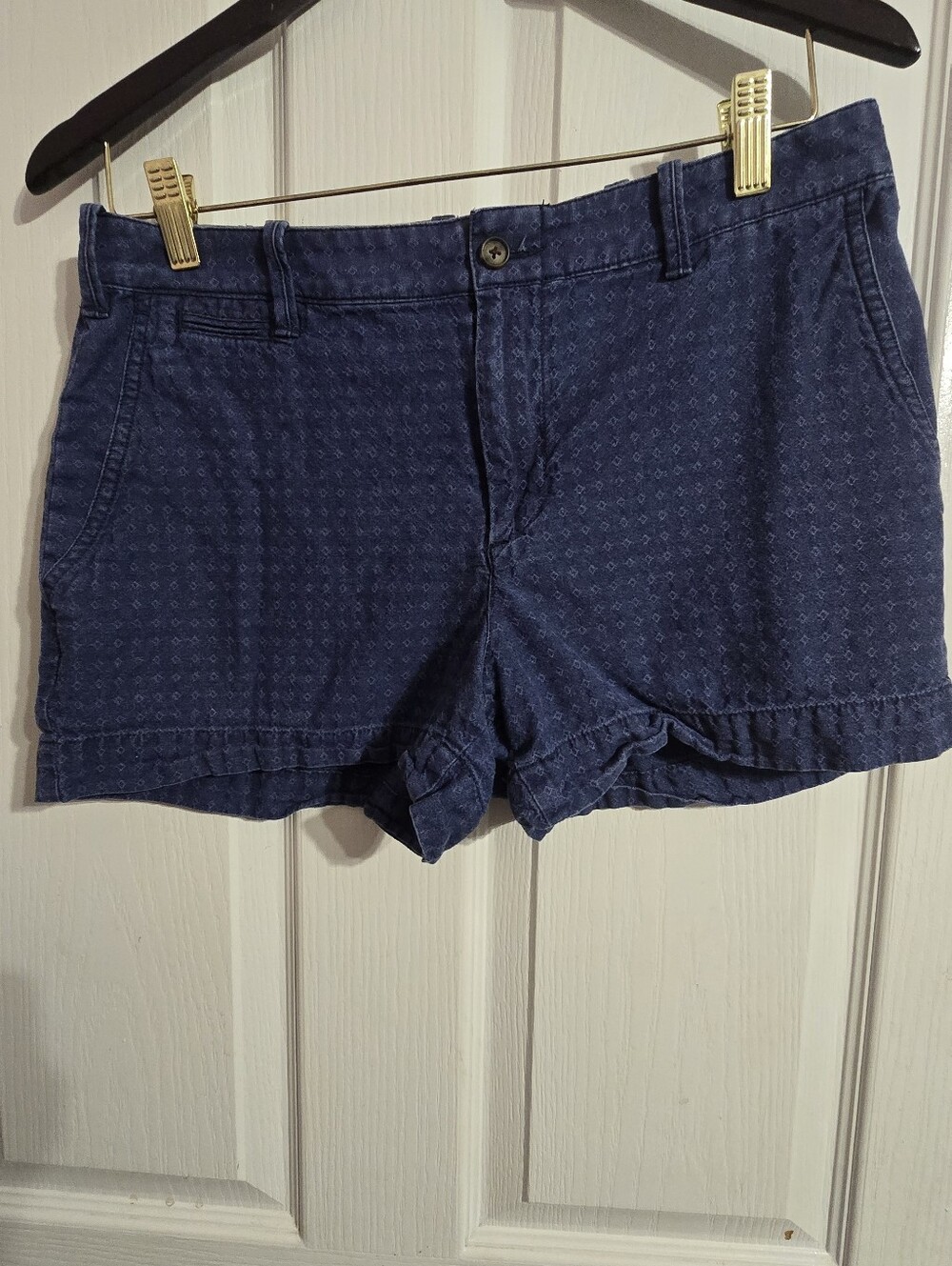 Polo Ralph Lauren Womens Chino Shorts Size 4 Blue Geometric Diamond Flat Front